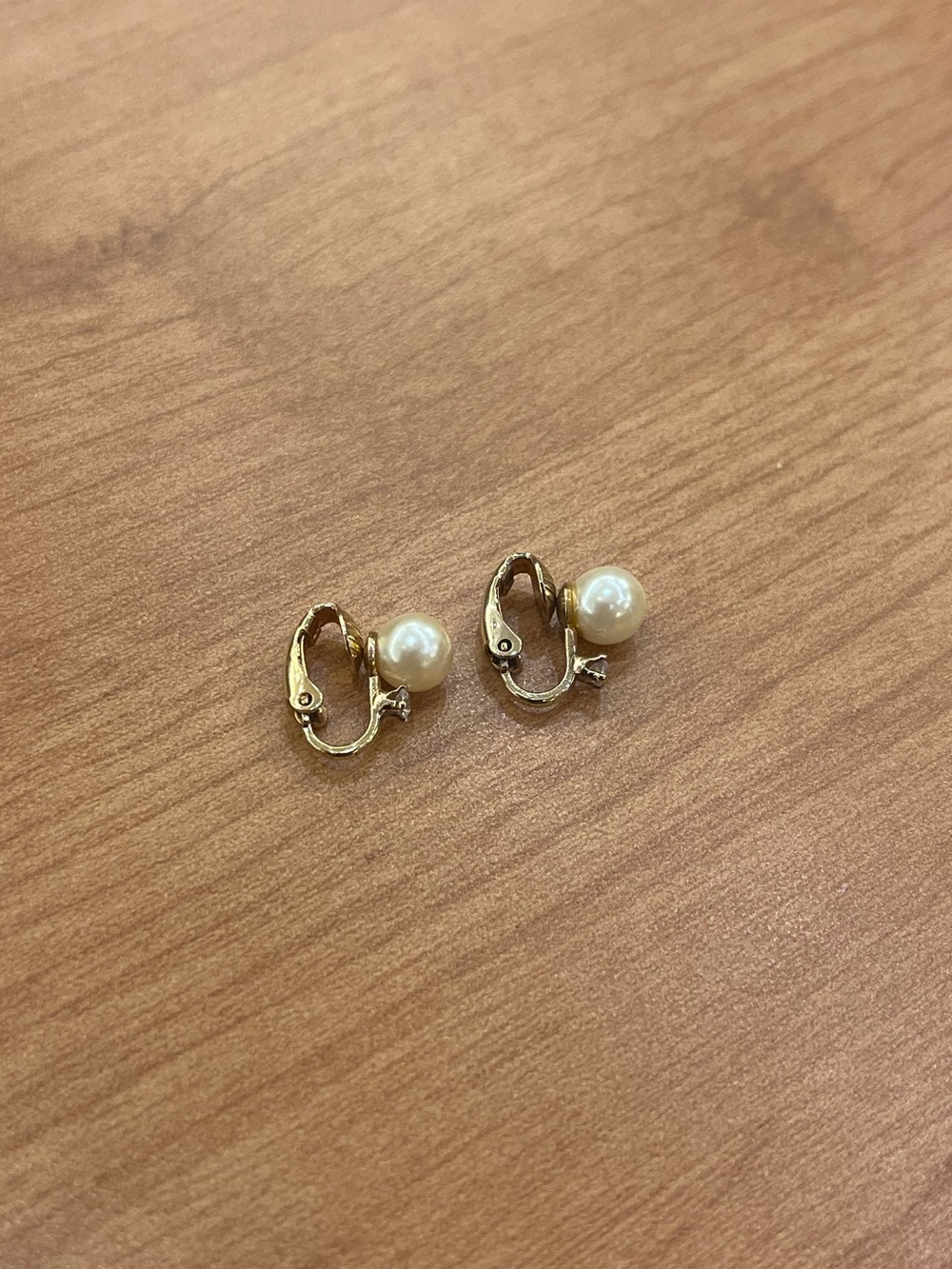 Gold Tone Clip-On Pearl Earrings